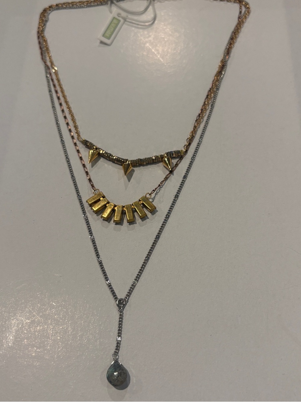 a.v. max Layered Gold and Silver Pendant Necklace - Multi-Strand NWT